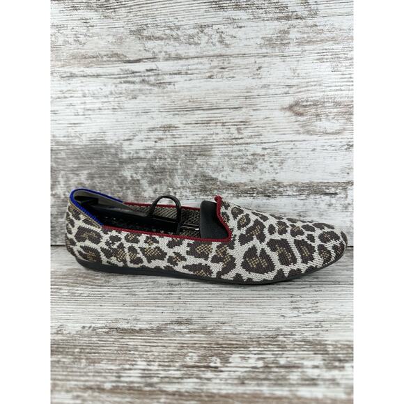 Women's Rothy's The Flat Leopoard Print Flats Beige/Brown Sz 8.5 EUC! - Picture 2 of 9